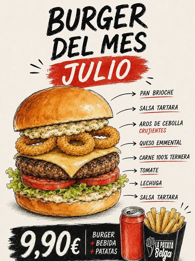 Burger del mes de julio de La Patata Belga